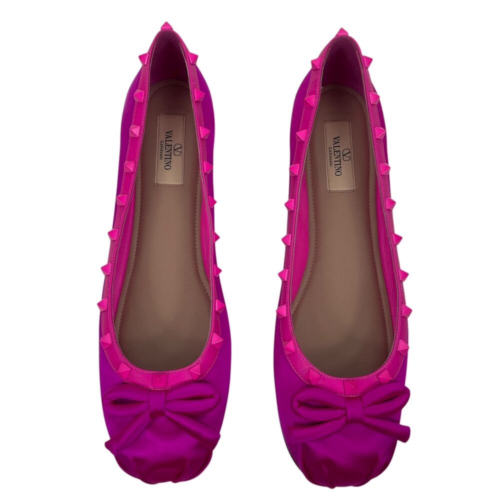 Valentino Garavani Rockstud Satin Ballet Flat Pink Size 41 - Picture 5 of 14